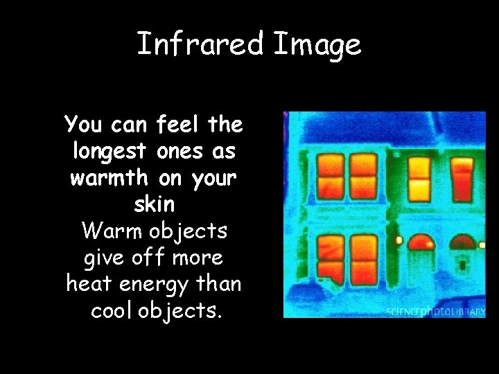 Infrared Image You can feel the longest ones as warmth on your skin Warm