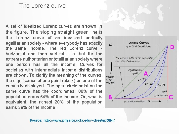 The Lorenz curve A set of idealized Lorenz curves are shown in the figure. The Lorenz curve A set of idealized Lorenz curves are shown in the figure.