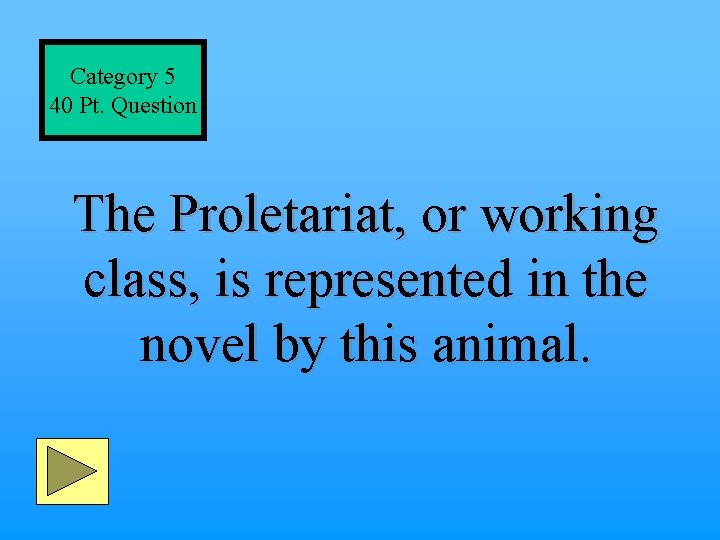 Category 5 40 Pt. Question The Proletariat, or working class, is represented in the
