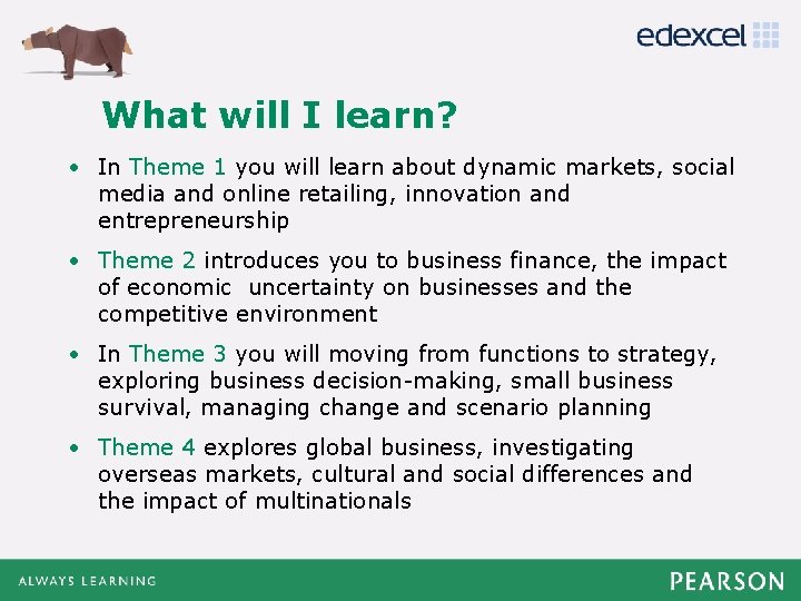 Click will to edit Master title style What I learn? • In Theme 1