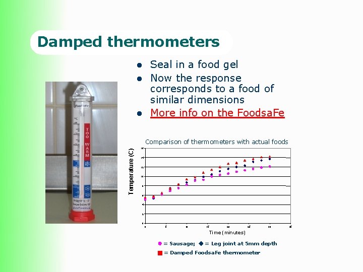 Damped thermometers Seal in a food gel Now the response corresponds to a food Damped thermometers Seal in a food gel Now the response corresponds to a food