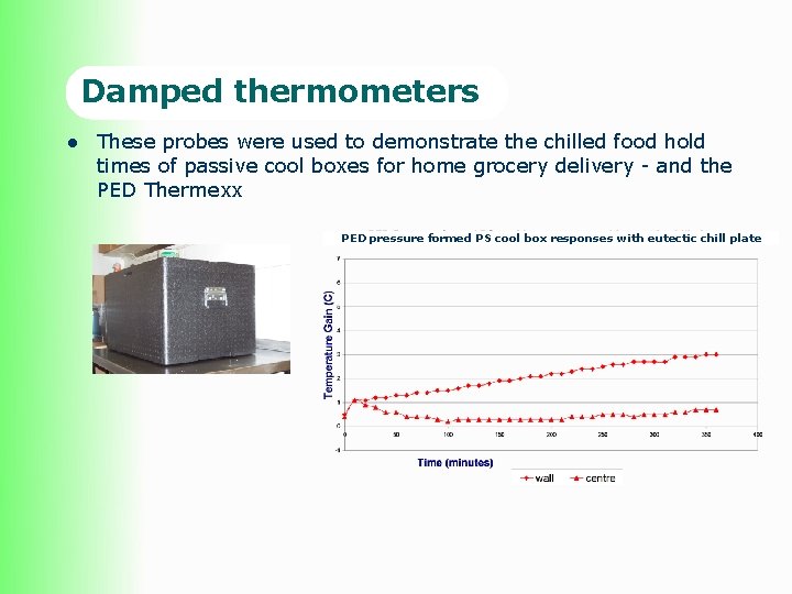 Damped thermometers l These probes were used to demonstrate the chilled food hold times Damped thermometers l These probes were used to demonstrate the chilled food hold times