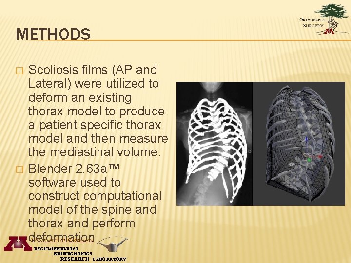 METHODS � � Scoliosis films (AP and Lateral) were utilized to deform an existing