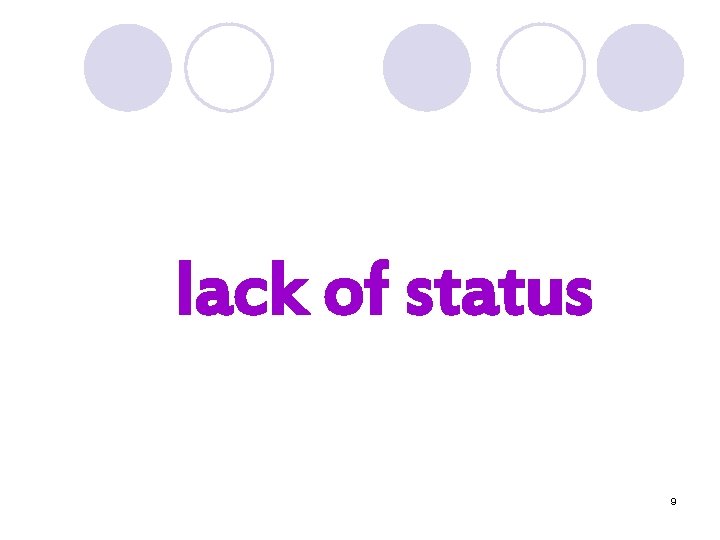 lack of status 9 