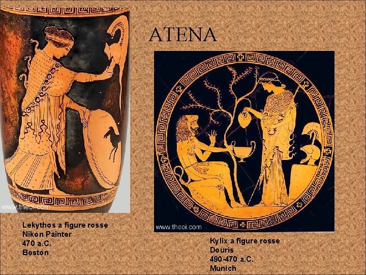 ATENA Lekythos a figure rosse Nikon Painter 470 a. C. Boston Kylix a figure