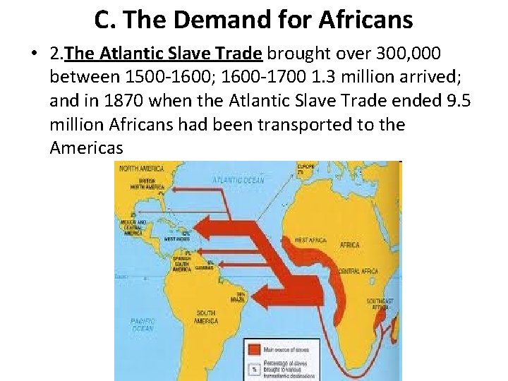 C. The Demand for Africans • 2. The Atlantic Slave Trade brought over 300,