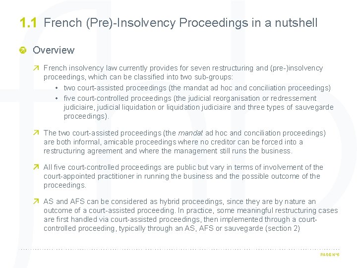 1. 1 French (Pre)-Insolvency Proceedings in a nutshell Overview French insolvency law currently provides