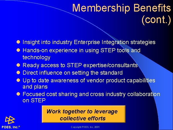 Membership Benefits (cont. ) l Insight into industry Enterprise Integration strategies l Hands-on experience