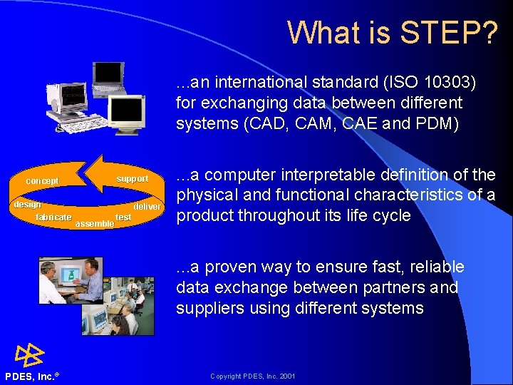 What is STEP? . . . an international standard (ISO 10303) for exchanging data