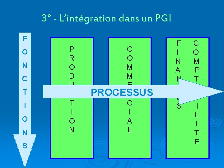 3° - L’intégration dans un PGI F O N C T I O N