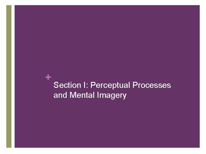 + Section I: Perceptual Processes and Mental Imagery 