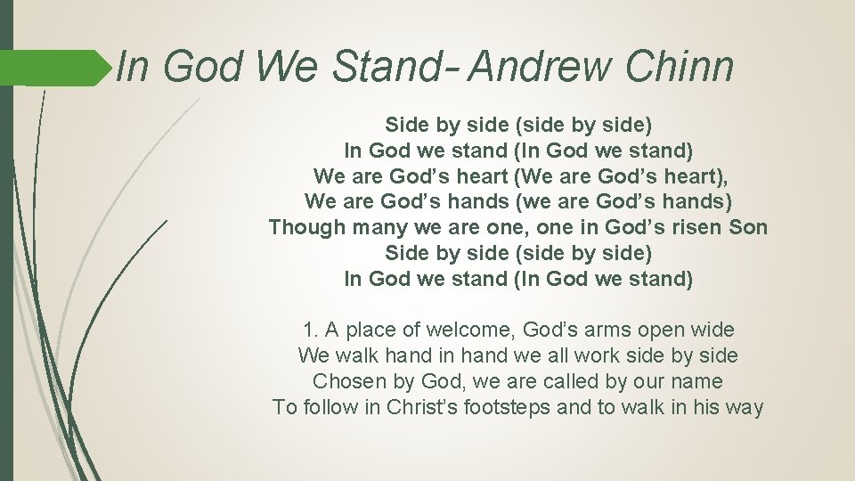 In God We Stand– Andrew Chinn Side by side (side by side) In God