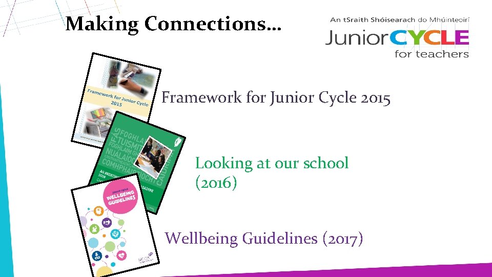 Making Connections… Framework for Junior Cycle 2015 Looking at our school (2016) Wellbeing Guidelines