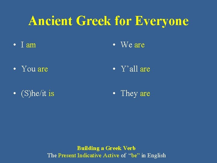 Ancient Greek for Everyone • I am • We are • You are •