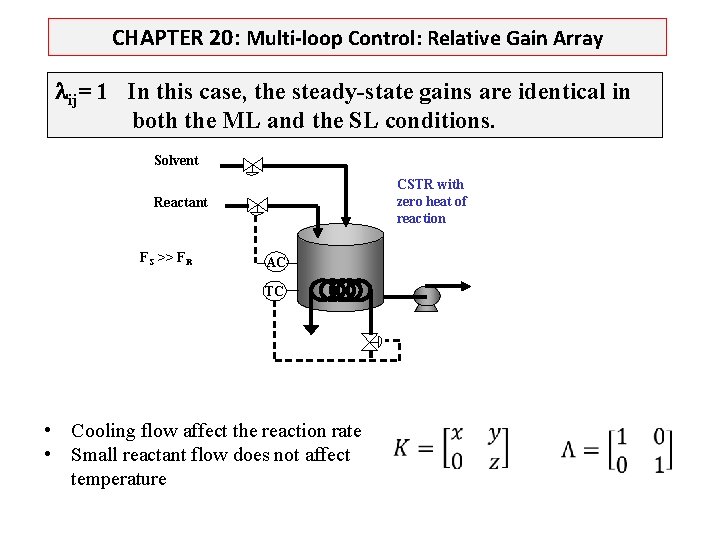 CHAPTER 20: Multi-loop Control: Relative Gain Array ij= 1 In this case, the steady-state