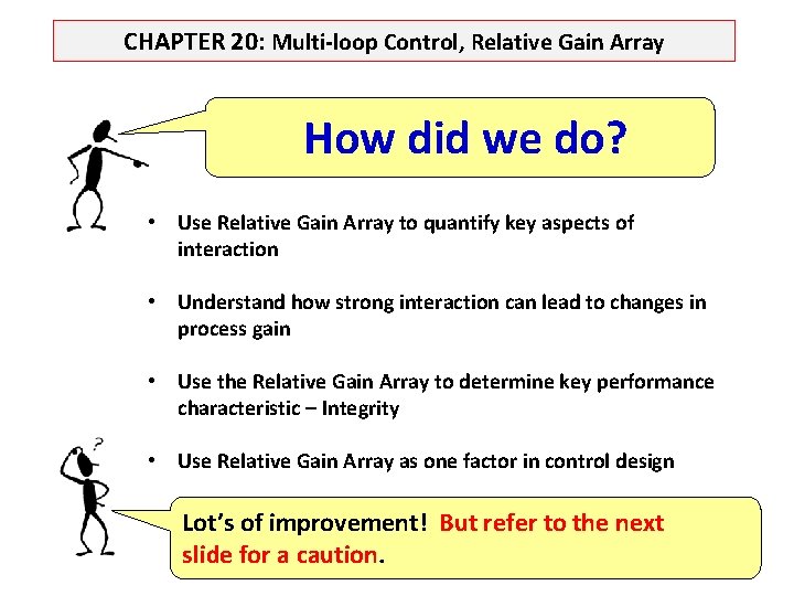 CHAPTER 20: Multi-loop Control, Relative Gain Array How did we do? • Use Relative