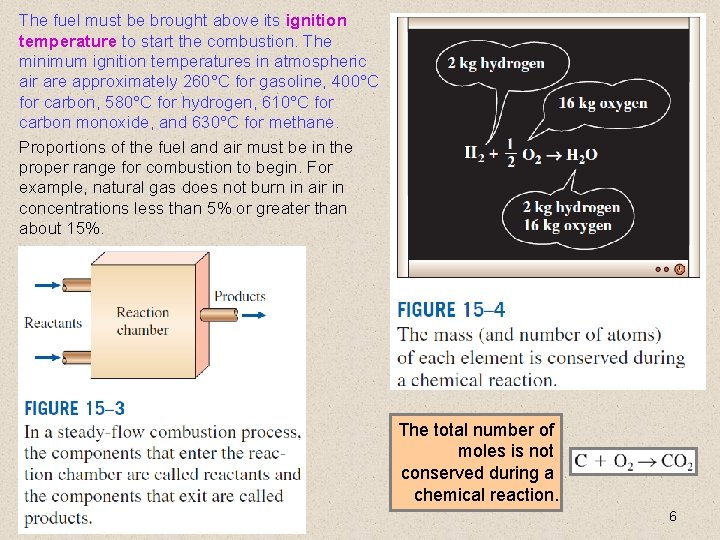 The fuel must be brought above its ignition temperature to start the combustion. The