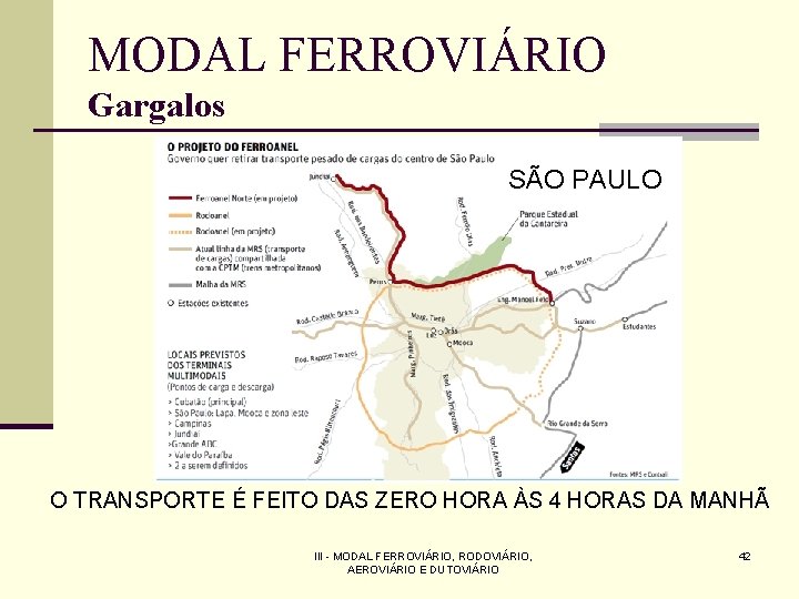 MODAL FERROVIÁRIO Gargalos SÃO PAULO O TRANSPORTE É FEITO DAS ZERO HORA ÀS 4