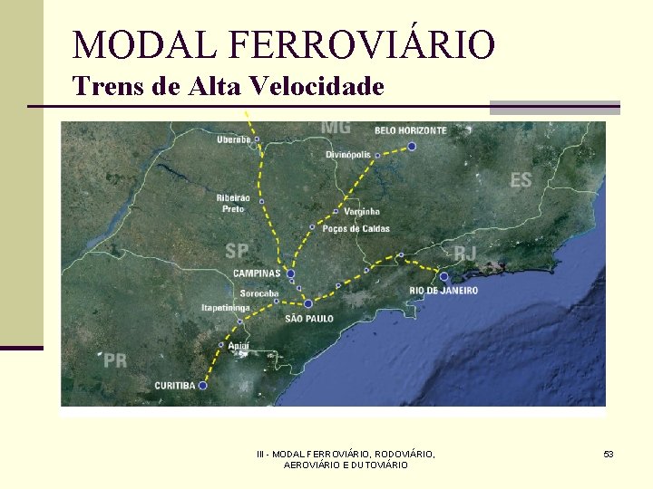 MODAL FERROVIÁRIO Trens de Alta Velocidade III - MODAL FERROVIÁRIO, RODOVIÁRIO, AEROVIÁRIO E DUTOVIÁRIO