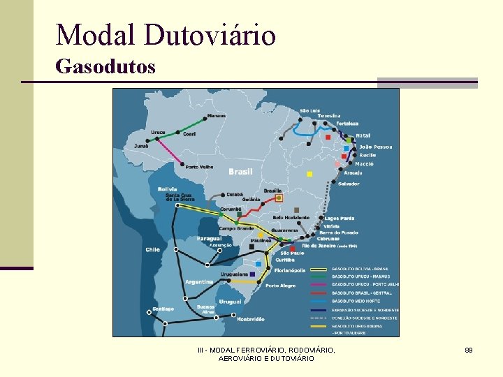 Modal Dutoviário Gasodutos III - MODAL FERROVIÁRIO, RODOVIÁRIO, AEROVIÁRIO E DUTOVIÁRIO 89 