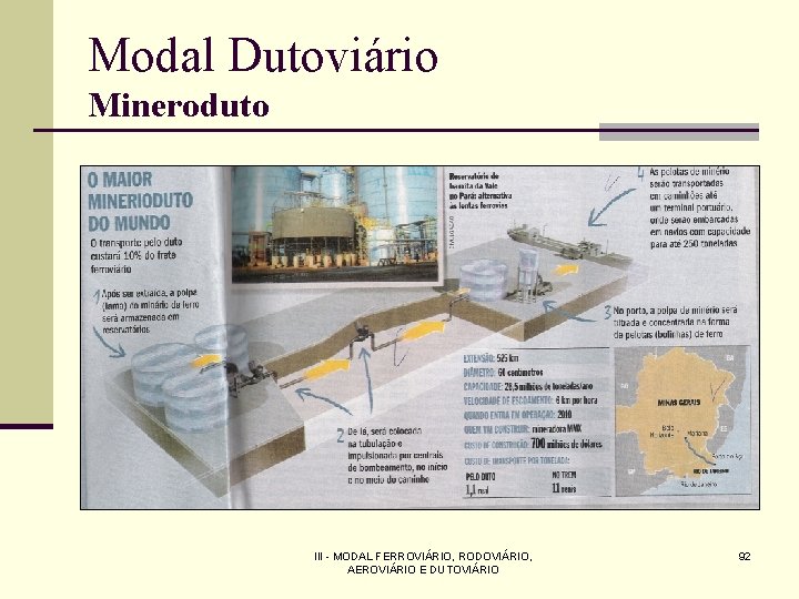 Modal Dutoviário Mineroduto III - MODAL FERROVIÁRIO, RODOVIÁRIO, AEROVIÁRIO E DUTOVIÁRIO 92 