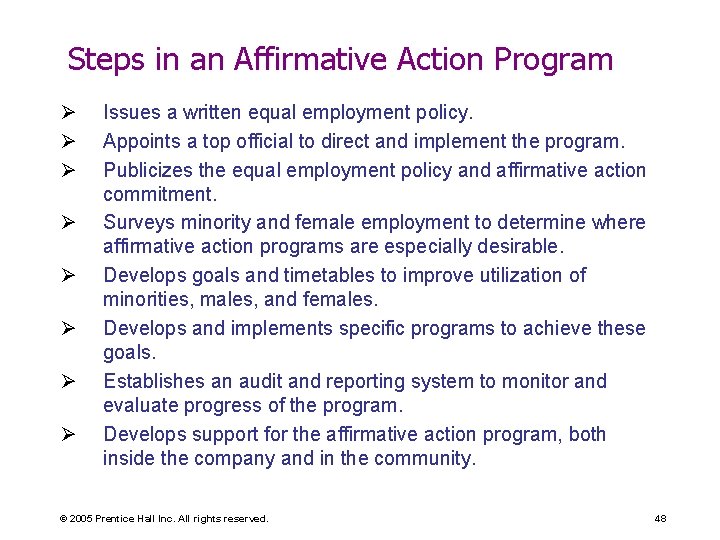 Steps in an Affirmative Action Program Ø Ø Ø Ø Issues a written equal Steps in an Affirmative Action Program Ø Ø Ø Ø Issues a written equal