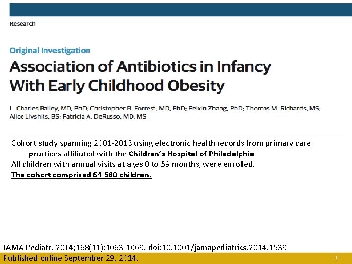 Cohort study spanning 2001 -2013 using electronic health records from primary care practices affiliated