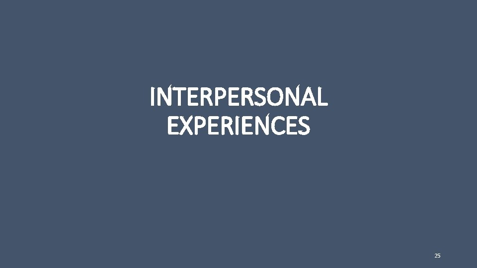 INTERPERSONAL EXPERIENCES 25 