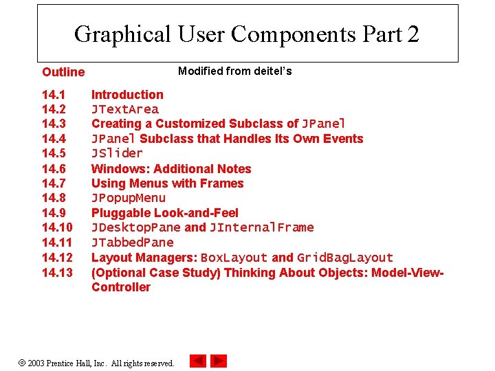 Graphical User Components Part 2 Modified from deitels