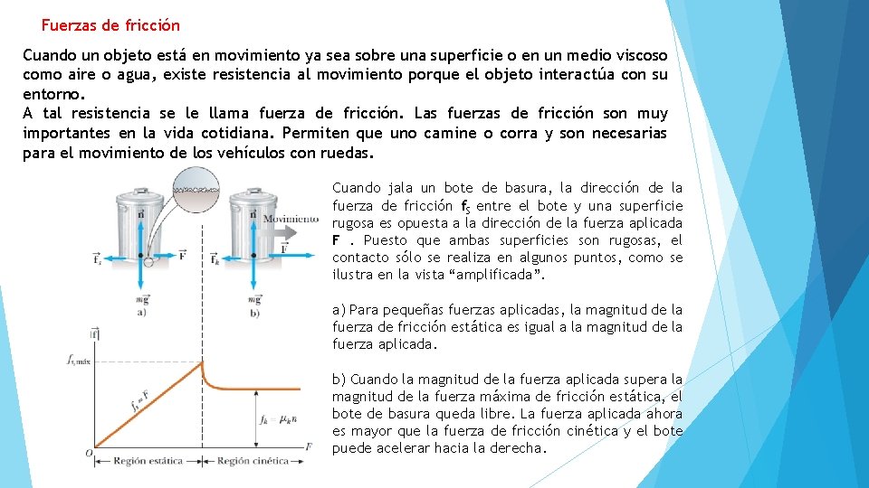 Fuerzas de fricción Cuando un objeto está en movimiento ya sea sobre una superficie Fuerzas de fricción Cuando un objeto está en movimiento ya sea sobre una superficie