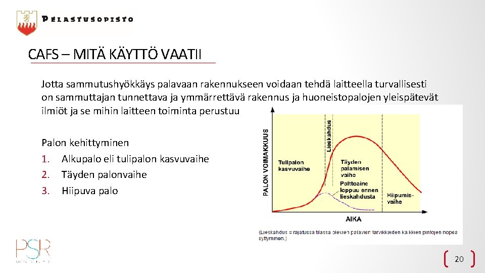 CAFS – MITÄ KÄYTTÖ VAATII Jotta sammutushyökkäys palavaan rakennukseen voidaan tehdä laitteella turvallisesti on