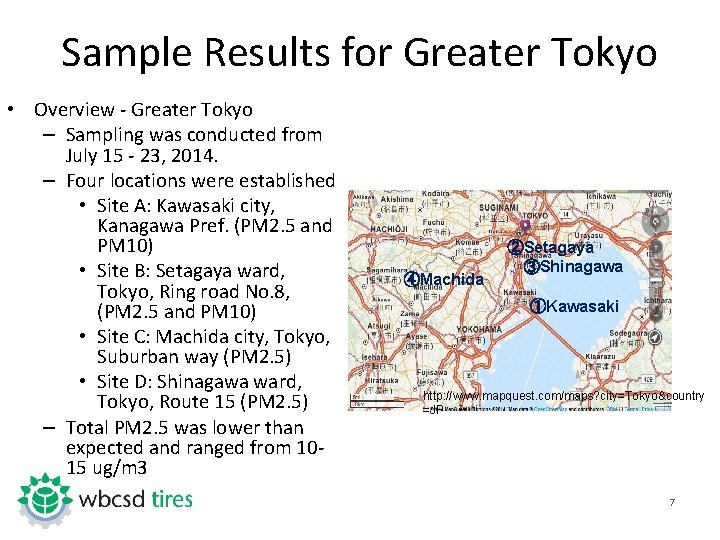 Sample Results for Greater Tokyo • Overview - Greater Tokyo – Sampling was conducted