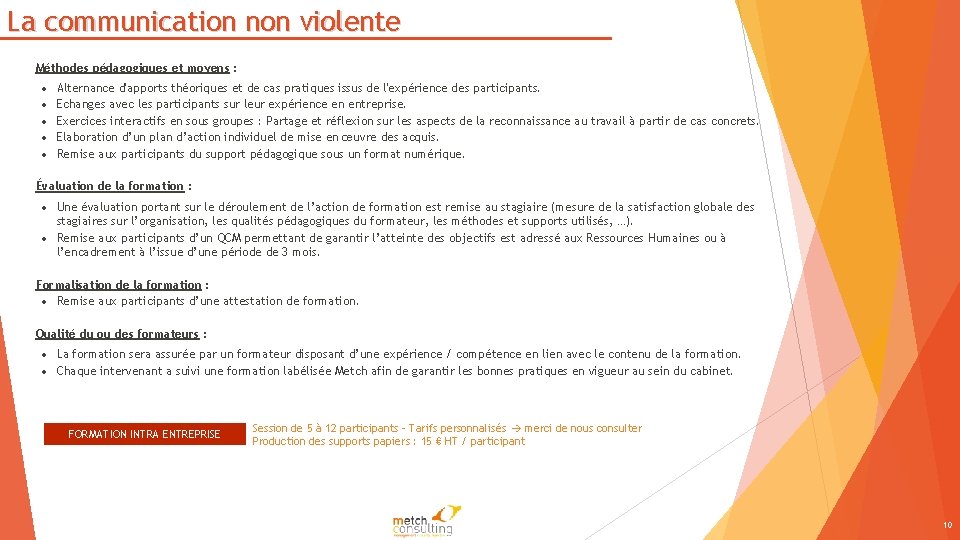 La communication non violente Méthodes pédagogiques et moyens : Alternance d'apports théoriques et de