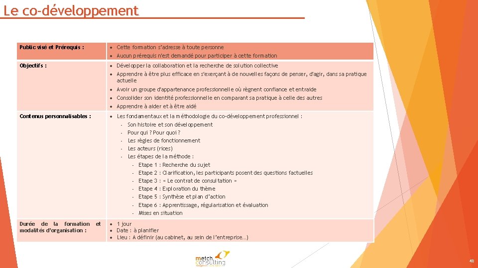 Le co-développement Public visé et Prérequis : Cette formation s’adresse à toute personne Aucun