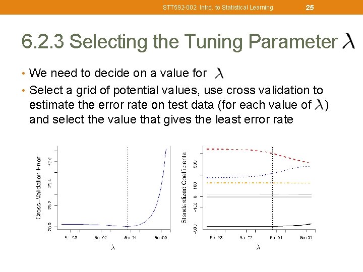 STT 592 -002: Intro. to Statistical Learning 25 6. 2. 3 Selecting the Tuning
