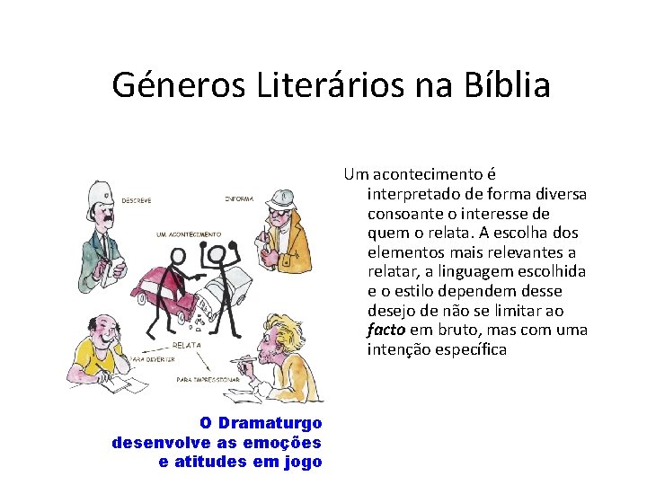 Géneros Literários na Bíblia Um acontecimento é interpretado de forma diversa consoante o interesse