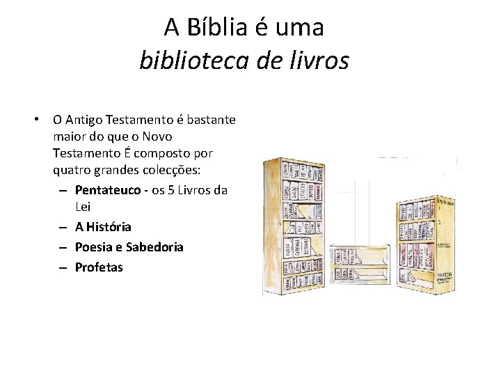 A Bíblia é uma biblioteca de livros • O Antigo Testamento é bastante maior