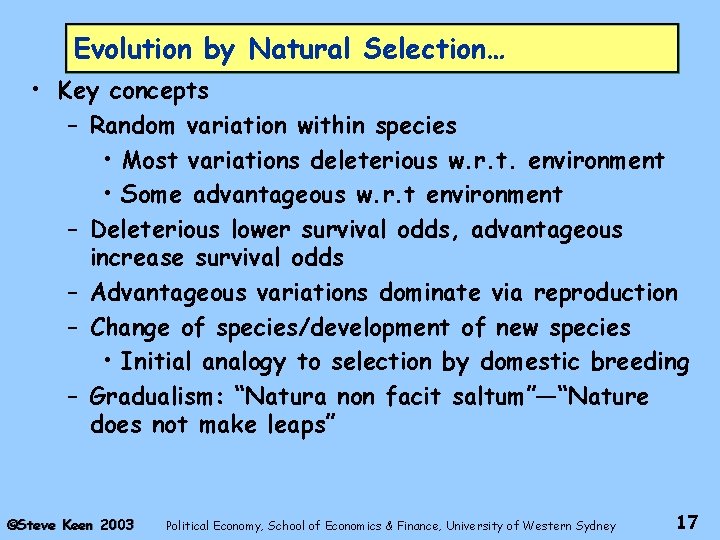 Evolution by Natural Selection… • Key concepts – Random variation within species • Most