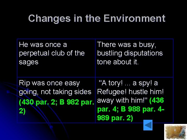 Changes in the Environment He was once a perpetual club of the sages There Changes in the Environment He was once a perpetual club of the sages There