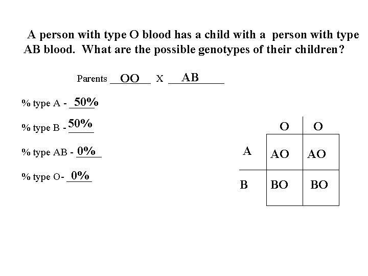 A person with type O blood has a child with a person with type