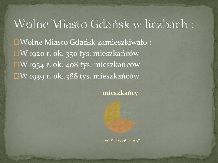 Wolne Miasto Gdańsk w liczbach : �Wolne Miasto Gdańsk zamieszkiwało : �W 1920 r.