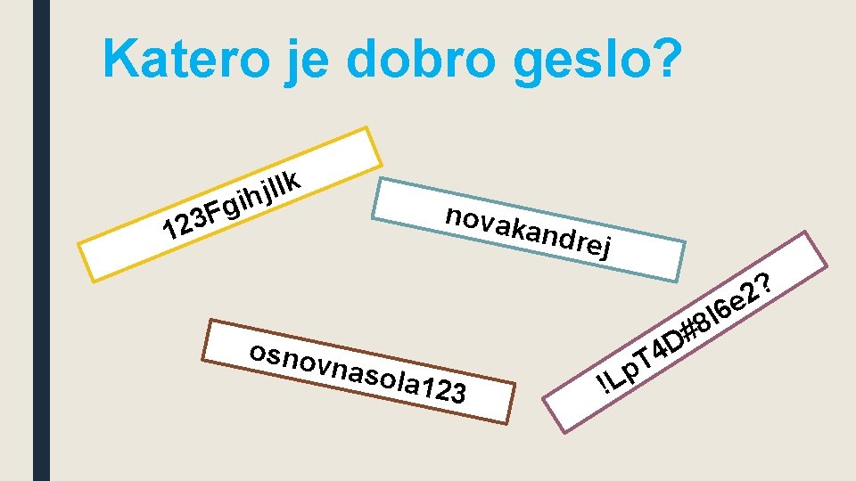 Katero je dobro geslo? k l l j ih g F 3 12 novak