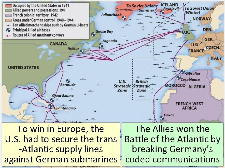 To win in Europe, the The Allies won the U. S. had to secure