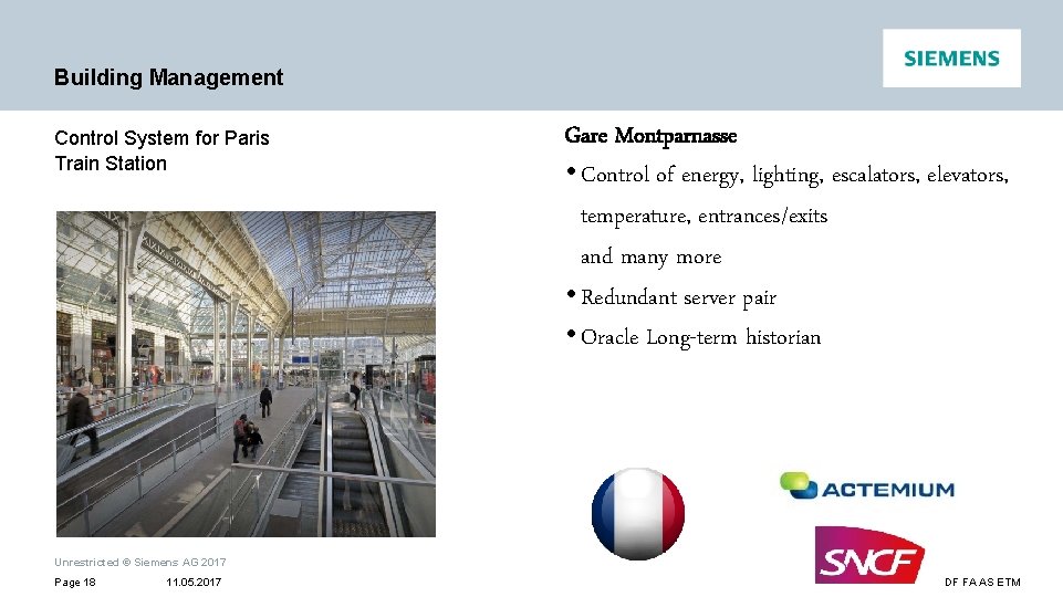 Building Management Control System for Paris Train Station Gare Montparnasse • Control of energy,