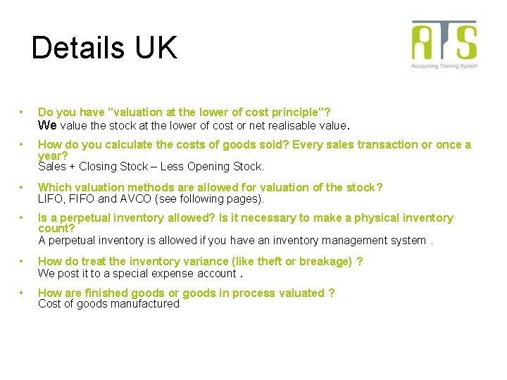 Details UK • Do you have "valuation at the lower of cost principle"? We Details UK • Do you have "valuation at the lower of cost principle"? We