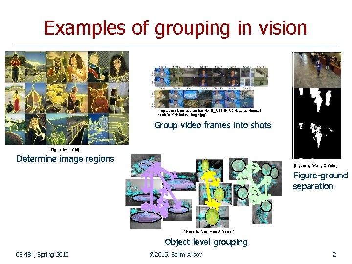 Examples of grouping in vision [http: //poseidon. csd. auth. gr/LAB_RESEARCH/Latest/imgs/S peak. Dep. Vid. Index_img