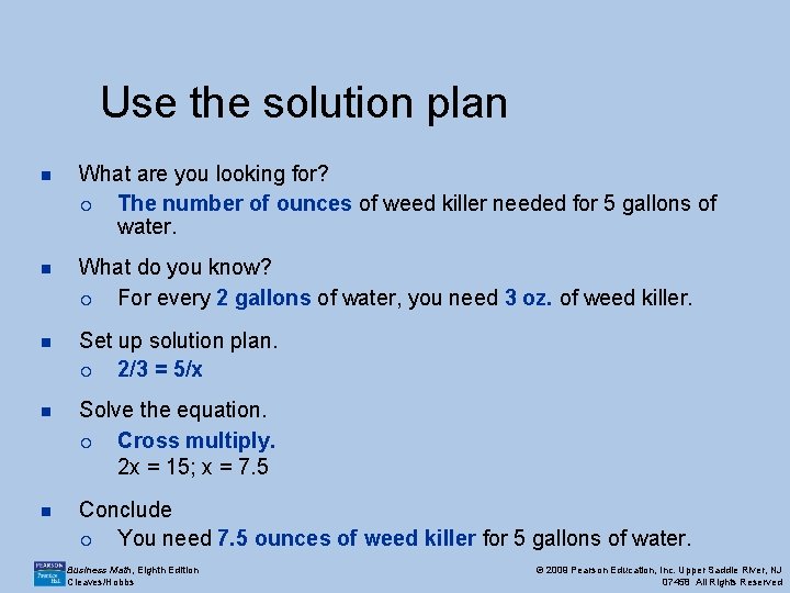Use the solution plan n What are you looking for? ¡ The number of