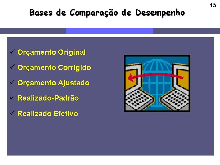 Bases de Comparação de Desempenho ü Orçamento Original ü Orçamento Corrigido ü Orçamento Ajustado