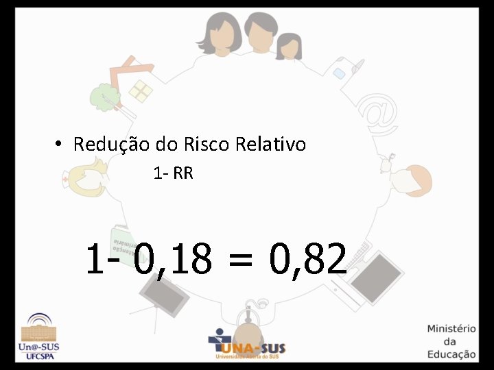  • Redução do Risco Relativo 1 - RR 1 - 0, 18 =