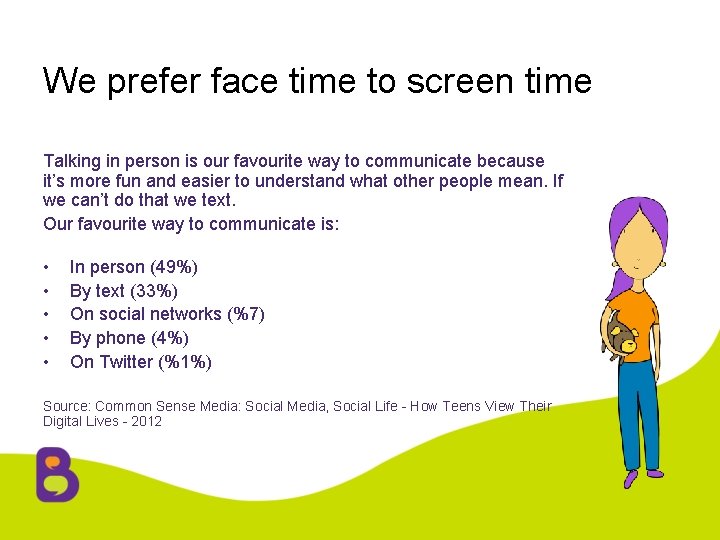 We prefer face time to screen time Talking in person is our favourite way